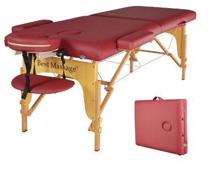 BestMassage Two Fold Burgundy Portable Massage Table
